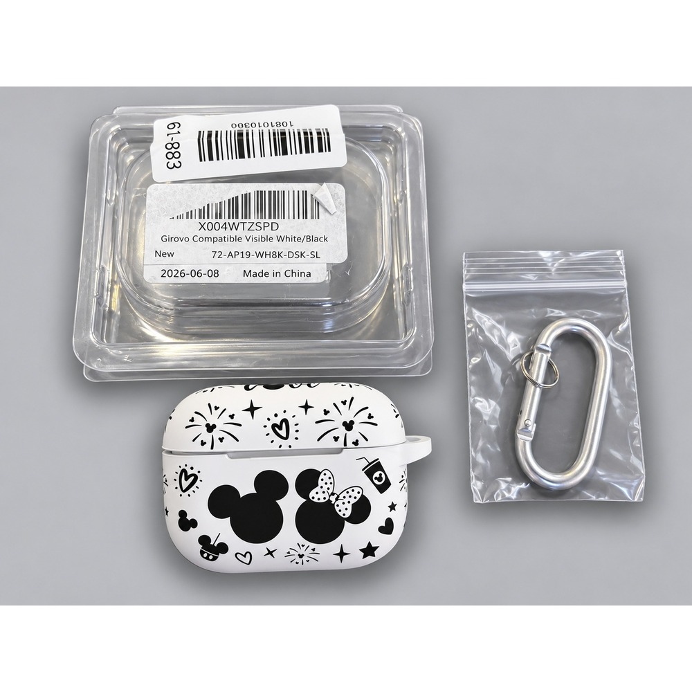 AirPods Pro Case White New Mickey Minnie Mouse Keychain Cover